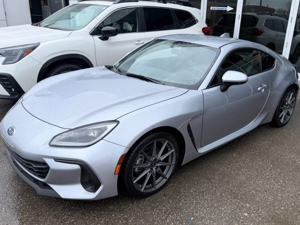 silver subaru brz at a dealership