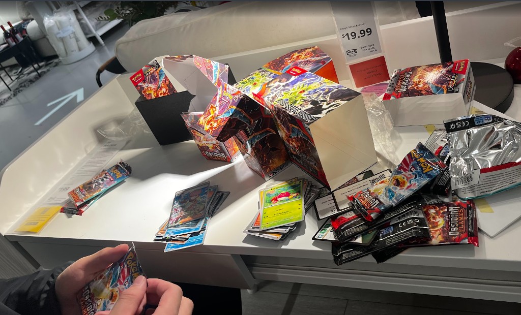 opening pokemon card packs at ikea