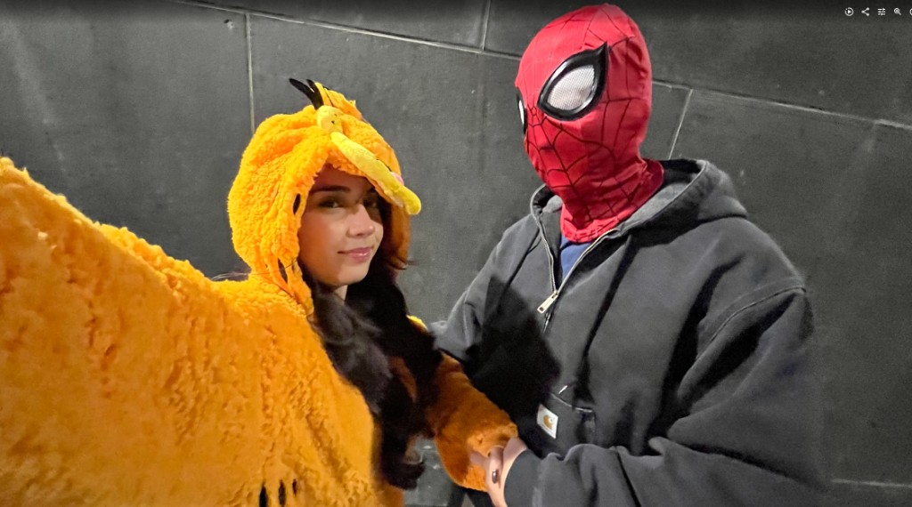halloween costumes, spider-man and a chicken