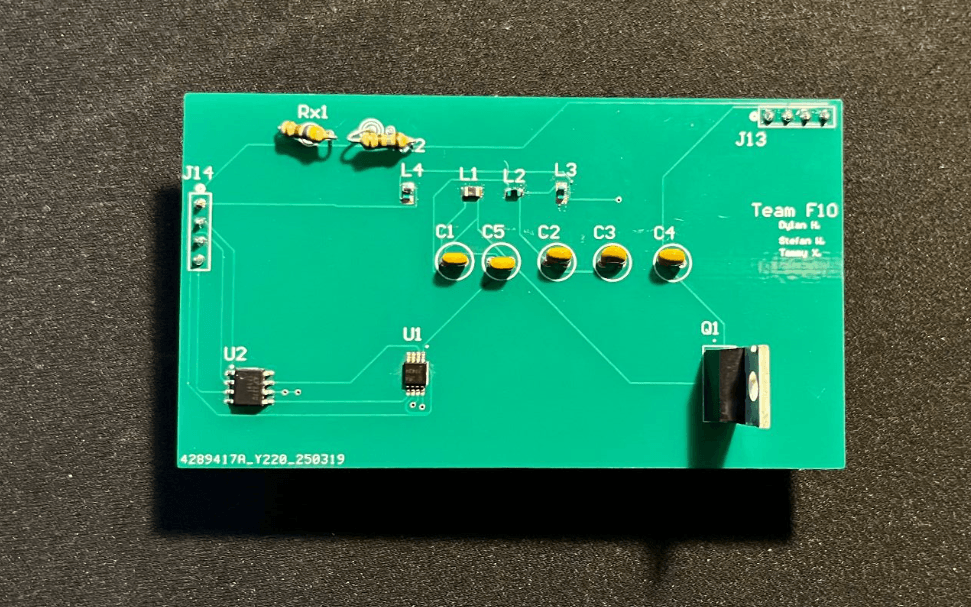 Photo of the final soldered PCB with all components populated